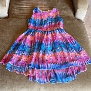 Elisa B Multicolor girls dress Sz 12 -hi/low hem.